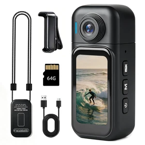 Mini Body Camera - 64GB Portable Wearable Camera with 360° Back Clip 180° Rotating Lens, 1.47" Touch Screen, POV Hands-Free for Vlogging Travel Workers Baseball Fishing Cycling Motorcycle(Black) Mini Body Camera - 64GB Portable Wearable Camera with 360° Back Clip 180° Rotating Lens, 1.47" Touch Screen, POV Hands-Free for Vlogging Travel Workers Baseball Fishing Cycling Motorcycle(Black)