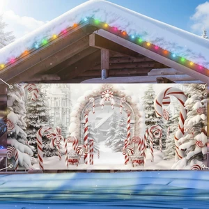 16 x 7 ft Christmas Garage Door Decoration Cane Candy Cover Banner Large Candy Cane Arch Scene, Christmas Favor, Waterproof Outdoor Banner, Festive Party Backdrop 16 x 7 ft Christmas Garage Door Decoration Cane Candy Cover Banner Large Candy Cane Arch Scene, Christmas Favor, Waterproof Outdoor Banner, Festive Party Backdrop