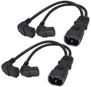 (2 Pack) C14 to 90 Degree Dual C13 Y Splitter AC Power Converter Cable,18AWG IEC320 3Pole Male to 2 x 3Pole Female Power Plug,Right Angled C13 to C14 for LED TV etc(0.3m/1ft)(90 Degree 2xC13) (2 Pack) C14 to 90 Degree Dual C13 Y Splitter AC Power Converter Cable,18AWG IEC320 3Pole Male to 2 x 3Pole Female Power Plug,Right Angled C13 to C14 for LED TV etc(0.3m/1ft)(90 Degree 2xC13)