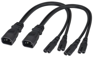 (2 pack) IEC320 C14 to Dual C7 Y Splitter Power AC Adapter Cable,10A 125V IEC 3Pole Male to 2x2Pole Female Figure 8 Plug,IEC C7 to C14 Polarized Converter for LED TV etc(0.3m/1ft)(C14 to 2xC7) (2 pack) IEC320 C14 to Dual C7 Y Splitter Power AC Adapter Cable,10A 125V IEC 3Pole Male to 2x2Pole Female Figure 8 Plug,IEC C7 to C14 Polarized Converter for LED TV etc(0.3m/1ft)(C14 to 2xC7)