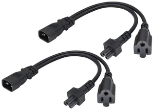 (2 pack)C14 to C5+NEMA 5-15R Y Splitter AC Power Adapter Cable,10A 125V IEC 3Pole Male to Mickey Mouse 3Pole Female+NEMA 5-15R Female Power Converter for Laptop Receptacle Converter (33cm/1ft) (2 pack)C14 to C5+NEMA 5-15R Y Splitter AC Power Adapter Cable,10A 125V IEC 3Pole Male to Mickey Mouse 3Pole Female+NEMA 5-15R Female Power Converter for Laptop Receptacle Converter (33cm/1ft)