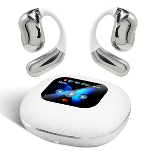 Open Ear Headphones with Touchscreen, Over Ear Bluetooth Earbuds, White Bluetooth 5.4, 68H Playtime with Charging Case, Over Headphones with Silicone Ear Hooks, for Outdoors Fitness Sport Open Ear Headphones with Touchscreen, Over Ear Bluetooth Earbuds, White Bluetooth 5.4, 68H Playtime with Charging Case, Over Headphones with Silicone Ear Hooks, for Outdoors Fitness Sport