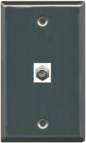 Coax Cable TV Wall Plate 1 Gang Flat - Stainless Steel Coax Cable TV Wall Plate 1 Gang Flat - Stainless Steel