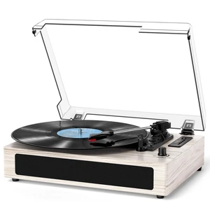 Vinyl Record Player with Built-in Bluetooth, USB Recording, Stereo Speakers, Belt-Driven Vintage Record Player 3 Speeds, Portable, AUX Input Grey Wood LP Playerv Vinyl Record Player with Built-in Bluetooth, USB Recording, Stereo Speakers, Belt-Driven Vintage Record Player 3 Speeds, Portable, AUX Input Grey Wood LP Playerv