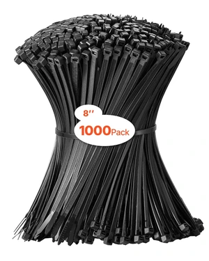 1000 Pack Cable Zip Ties, 8-inch Heavy Duty Cable Wire Ties with 45LBS High Tensile Strength, Multi-Purpose Self-Locking Nylon Tie Wraps, Heat & Cold Resistant for Indoor and Outdoor Use 1000 Pack Cable Zip Ties, 8-inch Heavy Duty Cable Wire Ties with 45LBS High Tensile Strength, Multi-Purpose Self-Locking Nylon Tie Wraps, Heat & Cold Resistant for Indoor and Outdoor Use