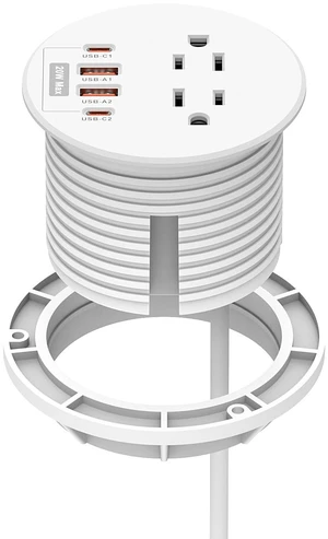 3 Inch Desk Power Grommet 20W USB C 2 AC Outlets Fast Charge Home&Office 3'' Desk Hole,4 USB Ports,6.6 ft extension cord,White 3 Inch Desk Power Grommet 20W USB C 2 AC Outlets Fast Charge Home&Office 3'' Desk Hole,4 USB Ports,6.6 ft extension cord,White