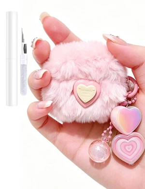 Pink Plush Case for AirPods 4th, Fluffy Kawaii Heart Cover With Cleaning Kit, Soft Fuzzy Plush Design, Shockproof Protection for Women, Girls, Teens, Birthday Gifts Pink Plush Case for AirPods 4th, Fluffy Kawaii Heart Cover With Cleaning Kit, Soft Fuzzy Plush Design, Shockproof Protection for Women, Girls, Teens, Birthday Gifts