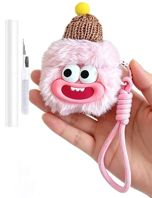 Pink Plush Case for AirPods Pro/Pro2, Fluffy Kawaii Funny Cover With Cleaning Kit & Lanyard, Soft Fuzzy Protection, Cute Cartoon Design for Women, Girls, Teens & Kids Pink Plush Case for AirPods Pro/Pro2, Fluffy Kawaii Funny Cover With Cleaning Kit & Lanyard, Soft Fuzzy Protection, Cute Cartoon Design for Women, Girls, Teens & Kids