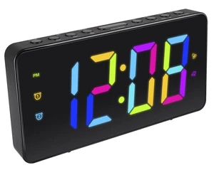 HX-160CR Alarm Clock Radio, 2.5 RGB Color Display (Black) FM Radio, Digital Clock, Dual Alarm, 2.5 RGB Color LED Display, Dimmer HX-160CR Alarm Clock Radio, 2.5 RGB Color Display (Black) FM Radio, Digital Clock, Dual Alarm, 2.5 RGB Color LED Display, Dimmer