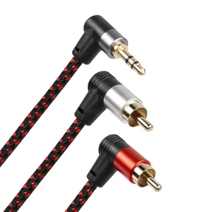 90 Degree Right Angle 3.5mm to 2 RCA Cable 6FT 2RCA Male to 3.5mm TRS Male Stereo Y Splitter Adapter for Smartphone, Speaker, MP3, Tablet & More 90 Degree Right Angle 3.5mm to 2 RCA Cable 6FT 2RCA Male to 3.5mm TRS Male Stereo Y Splitter Adapter for Smartphone, Speaker, MP3, Tablet & More