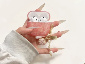Headphones Case for Airpods 4 - Glitter Leopard Shell Pattern Design Soft TPU Protective Cover with Luxury Pink Shell Pearl Keychain, Cute Case Compatible with Apple Airpods 4 2024, Leopard Pink Headphones Case for Airpods 4 - Glitter Leopard Shell Pattern Design Soft TPU Protective Cover with Luxury Pink Shell Pearl Keychain, Cute Case Compatible with Apple Airpods 4 2024, Leopard Pink