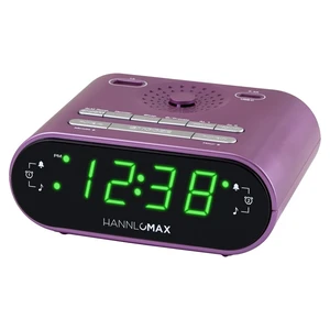 HX-158CR Alarm Clock Radio, FM Radio, USB Charge (Purple) Digital Clock, Dual Alarm, 0.7 Green LED Display, USB-C for 2.4A Charge, USB-A for 1A Charge HX-158CR Alarm Clock Radio, FM Radio, USB Charge (Purple) Digital Clock, Dual Alarm, 0.7 Green LED Display, USB-C for 2.4A Charge, USB-A for 1A Charge