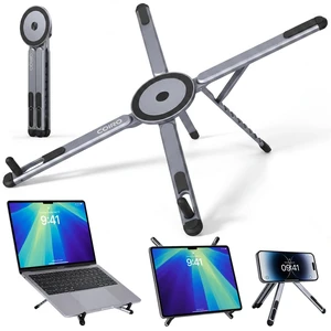 3-in-1 Magnetic Foldable Laptop Stand and Phone Stand for Desk Aluminum Alloy Adjustable Holder 1016 Laptops & 413 Phones/Tablets, Magnetic Compatible with iPhone Android, Silver 3-in-1 Magnetic Foldable Laptop Stand and Phone Stand for Desk Aluminum Alloy Adjustable Holder 1016 Laptops & 413 Phones/Tablets, Magnetic Compatible with iPhone Android, Silver