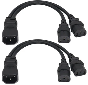 (2 pack) IEC320 C14 to 2 x C13 Y Splitter AC Power Plug Extension Cable,10A 125A Dual C13 to C14 PDU Style Computer AC Power Cord for Computer LED HDTV Monitor&Scanner (0.3m/1ft)(C14 to 2xC13) (2 pack) IEC320 C14 to 2 x C13 Y Splitter AC Power Plug Extension Cable,10A 125A Dual C13 to C14 PDU Style Computer AC Power Cord for Computer LED HDTV Monitor&Scanner (0.3m/1ft)(C14 to 2xC13)