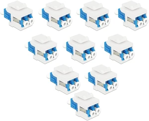 Fiber Optic Keystone Jack LC Duplex Singlemode, for Keystone Coupler Wall Plate, LC Coupler, Fiber Patch Panel, XLR Patch Panel (10-Pack) Fiber Optic Keystone Jack LC Duplex Singlemode, for Keystone Coupler Wall Plate, LC Coupler, Fiber Patch Panel, XLR Patch Panel (10-Pack)