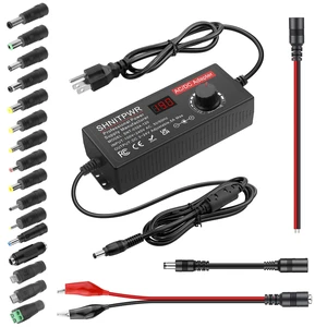 120W Adjustable Power Supply Variable DC4V-24V 5A Universal AC/DC Adapter 100-240V AC to DC Converter with LED Display,16 Tips,Alligator Clips,DC Pigtail Leads, for LED Strip,Camera,CCTV 120W Adjustable Power Supply Variable DC4V-24V 5A Universal AC/DC Adapter 100-240V AC to DC Converter with LED Display,16 Tips,Alligator Clips,DC Pigtail Leads, for LED Strip,Camera,CCTV