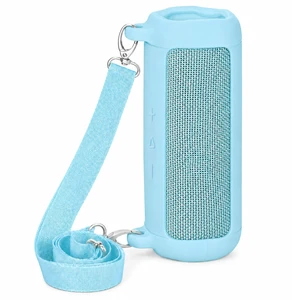 Silicone Case for JBL Flip 7 with Shoulder Strap&Carabiner- Sky Blue Silicone Case for JBL Flip 7 with Shoulder Strap&Carabiner- Sky Blue