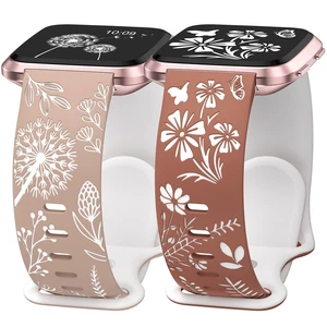 2 Packs Floral Engraved Band Compatible with Fitbit Versa 2 Bands Women Two-Tone Flower Soft Silicone Cute Sport Strap for Versa/Versa 2/Versa Lite/Versa SE Smart Watch 2 Packs Floral Engraved Band Compatible with Fitbit Versa 2 Bands Women Two-Tone Flower Soft Silicone Cute Sport Strap for Versa/Versa 2/Versa Lite/Versa SE Smart Watch