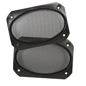 Speaker Grill Cover, 4 x 6 Inches, Black Satin A.B.S. Finish with Metal Mesh, Pair Speaker Grill Cover, 4 x 6 Inches, Black Satin A.B.S. Finish with Metal Mesh, Pair
