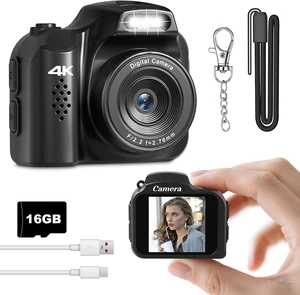 Mini Keychain Camera, 4K 64MP FHD Mini Retro Digital Camera(Black) Mini Digital Camera Keychain with Flash,Filters,Lanyard & 16GB TF Card,Portable Keychain Camera for Travel Recording Mini Keychain Camera, 4K 64MP FHD Mini Retro Digital Camera(Black) Mini Digital Camera Keychain with Flash,Filters,Lanyard & 16GB TF Card,Portable Keychain Camera for Travel Recording