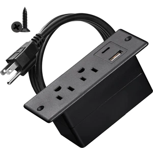 Recessed Power Strip with USB-C 20W and USB-A, 2 AC Outlets, in-Desk Flush Mount Power Strip, 125V 12A 1500W, for Desk Countertop Kitchen Island (Black, 4.9FT) Recessed Power Strip with USB-C 20W and USB-A, 2 AC Outlets, in-Desk Flush Mount Power Strip, 125V 12A 1500W, for Desk Countertop Kitchen Island (Black, 4.9FT)