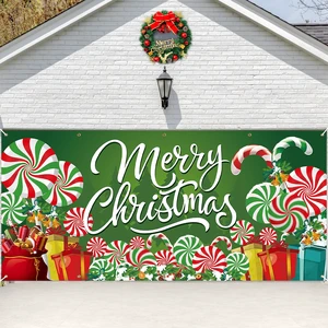 13 x 6 FT Christmas Garage Door Cover Banner Backdrop Decorations - Extra Large Candy Cane Gift Box Printed Hanging Door Background for Indoor Outdoor House Patio Lawn Outside Décor Party Supplies 13 x 6 FT Christmas Garage Door Cover Banner Backdrop Decorations - Extra Large Candy Cane Gift Box Printed Hanging Door Background for Indoor Outdoor House Patio Lawn Outside Décor Party Supplies