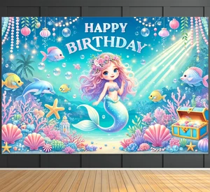 Mermaid Birthday Decorations 6x4ft Mermaid Backdrop for Girls Birthday Happy Birthday Banner Girl Under The Sea Mermaid Backdrop for Kids Princess Party Favors Mermaid Birthday Decorations 6x4ft Mermaid Backdrop for Girls Birthday Happy Birthday Banner Girl Under The Sea Mermaid Backdrop for Kids Princess Party Favors