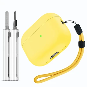 Designed for Airpods Pro 2nd Case with Cleaner Kit, Soft Skin Cases for Airpod Pro 2 (2023/2022), Front LED Visible Liquid Silicone Cover with Lanyard (Yellow) Designed for Airpods Pro 2nd Case with Cleaner Kit, Soft Skin Cases for Airpod Pro 2 (2023/2022), Front LED Visible Liquid Silicone Cover with Lanyard (Yellow)
