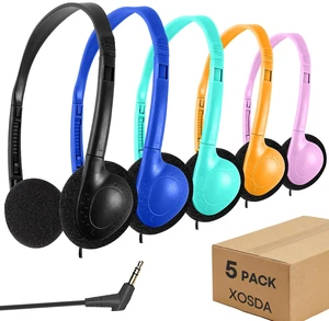 5 Pack Classroom Bulk Headphones for School Kids, Wholesale Class Set Wired Earphones for Students Children Toddler Teens Boys Girls and Adult (LS04, 5 Mixed) 5 Pack Classroom Bulk Headphones for School Kids, Wholesale Class Set Wired Earphones for Students Children Toddler Teens Boys Girls and Adult (LS04, 5 Mixed)