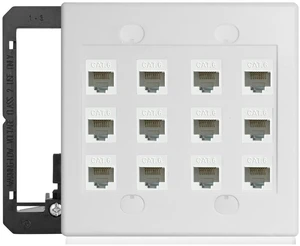 12 Port Ethernet Wall Plate White Cat6 Keystone Jack RJ45 Cables Inline Coupler Wires Connector Date Box Cover with 2 Gang Low Voltage Mount for Network Outlet Setup 12 Port Ethernet Wall Plate White Cat6 Keystone Jack RJ45 Cables Inline Coupler Wires Connector Date Box Cover with 2 Gang Low Voltage Mount for Network Outlet Setup