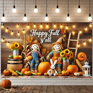 Happy Fall Y'all Banner Thanksgiving Backdrop 71 x 43 Inch Happy Fall Y'all Scarecrow Farm Background, Pumpkin Sunflower Harvest Decor for Thanksgiving Porch Wall Party Photo Booth Happy Fall Y'all Banner Thanksgiving Backdrop 71 x 43 Inch Happy Fall Y'all Scarecrow Farm Background, Pumpkin Sunflower Harvest Decor for Thanksgiving Porch Wall Party Photo Booth