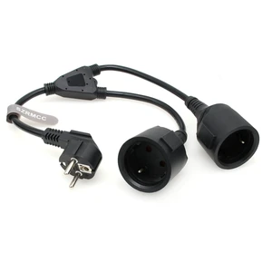 EU Europe Schuko UPS PDU Y Splitter Power Cord Right Angle CEE7/7 European Schuko Plug to European Female Socket Extension Cable 16A 250V (2X Female) EU Europe Schuko UPS PDU Y Splitter Power Cord Right Angle CEE7/7 European Schuko Plug to European Female Socket Extension Cable 16A 250V (2X Female)