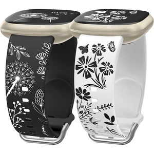 2 Packs Floral Engraved Band Compatible with Fitbit Versa 4 Bands Versa 3 4 Bands/Sense 2/Sense Bands Women, Cute Two-Tone Flower Soft Silicone Sport Strap for Versa 3 4 Sense 2 Watch Band 2 Packs Floral Engraved Band Compatible with Fitbit Versa 4 Bands Versa 3 4 Bands/Sense 2/Sense Bands Women, Cute Two-Tone Flower Soft Silicone Sport Strap for Versa 3 4 Sense 2 Watch Band