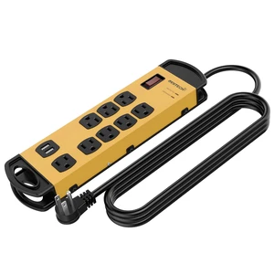 8 Outlets Mountable Heavy Duty Surge Protector Metal Power Strip 2 USB Charging Ports(2.4A),1800 Joules, 6 Foot Long Extension Cord, Yellow&Black, ETL Listed 8 Outlets Mountable Heavy Duty Surge Protector Metal Power Strip 2 USB Charging Ports(2.4A),1800 Joules, 6 Foot Long Extension Cord, Yellow&Black, ETL Listed
