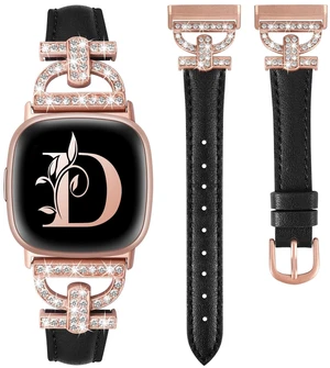 Leather Bands Compatible with Fitbit Versa 4/Versa 3/Sense 2/Sense Band for Women, Dressy Bling Slim Leather Strap with D-shaped Diamonds Metal Buckle for Versa 4 Leather Bands Compatible with Fitbit Versa 4/Versa 3/Sense 2/Sense Band for Women, Dressy Bling Slim Leather Strap with D-shaped Diamonds Metal Buckle for Versa 4