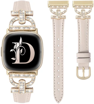 Leather Bands Compatible with Fitbit Versa 4/Versa 3/Sense 2/Sense Band for Women, Dressy Bling Slim Leather Strap with D-shaped Diamonds Metal Buckle for Versa 4 Leather Bands Compatible with Fitbit Versa 4/Versa 3/Sense 2/Sense Band for Women, Dressy Bling Slim Leather Strap with D-shaped Diamonds Metal Buckle for Versa 4