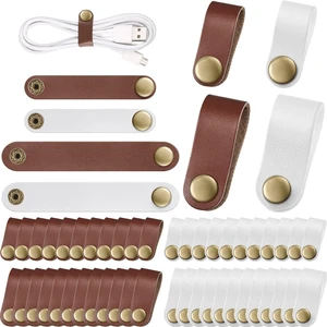 52 Pieces PU Leather Cable Straps, Beige, Chestnut Brown 52 Pieces PU Leather Cable Straps, Beige, Chestnut Brown