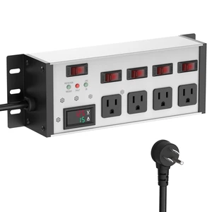 EMI/RFI Filter Surge Protector, with Digital Display, 6 FT, Silver Individual Switches, 45° Flat Plug, Heavy Duty Power Strip, Extension Cord with Multiple Outlets, for Home Office Audio EMI/RFI Filter Surge Protector, with Digital Display, 6 FT, Silver Individual Switches, 45° Flat Plug, Heavy Duty Power Strip, Extension Cord with Multiple Outlets, for Home Office Audio