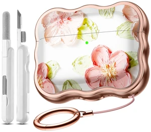 for AirPods Pro 3 Case with Secure Lock, Cleaner Kit & Keychain Flower Print Cover with Scalloped Edge for Women Girls Compatible with Apple AirPods Pro 3 Case Cover, Drop Protection for AirPods Pro 3 Case with Secure Lock, Cleaner Kit & Keychain Flower Print Cover with Scalloped Edge for Women Girls Compatible with Apple AirPods Pro 3 Case Cover, Drop Protection