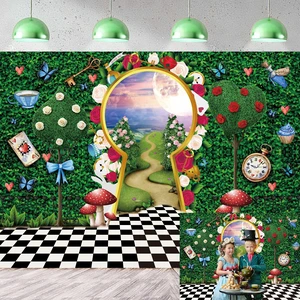 Wonderland Backdrop for Photography Wonderland Tea Party Decorations 8x6FT Fairy Tale Castle Rabbit Green Leaf Birthday Background for Kids Baby Shower Newborn Portrait Photo Props Wonderland Backdrop for Photography Wonderland Tea Party Decorations 8x6FT Fairy Tale Castle Rabbit Green Leaf Birthday Background for Kids Baby Shower Newborn Portrait Photo Props