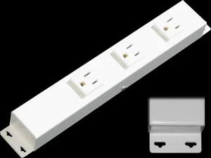 10 Hardwired Power Strip (NO Power Cord), 3 Outlets (NOT Tamper Resistant) WITH EARS (with mounting tabs on both ends), 15A (NOT 20 Amp), White 10 Hardwired Power Strip (NO Power Cord), 3 Outlets (NOT Tamper Resistant) WITH EARS (with mounting tabs on both ends), 15A (NOT 20 Amp), White
