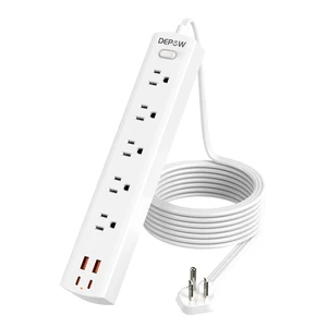 Surge Protector Power Strip with 5 Outlets 4 USB Ports, 10FT Extension Cord Flat Plug with Multiple Outlets for Home Office Dorm, 1700J Surge Protection, Widely Spaced Outlets(1.5IN), Wall-mountable Surge Protector Power Strip with 5 Outlets 4 USB Ports, 10FT Extension Cord Flat Plug with Multiple Outlets for Home Office Dorm, 1700J Surge Protection, Widely Spaced Outlets(1.5IN), Wall-mountable