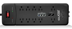 10-Outlet Straight Plug 4050 Joules Heavy Duty Surge Protector Power Strip, 25 Foot Long Extension Cord, 15 AMP, 15 FT, Black 10-Outlet Straight Plug 4050 Joules Heavy Duty Surge Protector Power Strip, 25 Foot Long Extension Cord, 15 AMP, 15 FT, Black