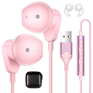 USB Earbuds with Mic Volume Control, 7.5ft USB-A PC Headphones Pink Long Cord Computer Headsets Mute Button DAC Chip Stereo Wired Earbuds Gaming Earphones for HP/Dell Laptop Zoom Office School USB Earbuds with Mic Volume Control, 7.5ft USB-A PC Headphones Pink Long Cord Computer Headsets Mute Button DAC Chip Stereo Wired Earbuds Gaming Earphones for HP/Dell Laptop Zoom Office School