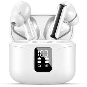 Wireless Earbuds, Bluetooth 6.0 Headphones with ENC Mic, Clear Calls, Smart LED Power Display, IPX5 Waterproof in Ear Earphones for Phone, Laptop, Sports (White) Wireless Earbuds, Bluetooth 6.0 Headphones with ENC Mic, Clear Calls, Smart LED Power Display, IPX5 Waterproof in Ear Earphones for Phone, Laptop, Sports (White)