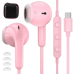 USB C Wired Earbuds with Mic Volume Control for iPhone 18 Pro Max 17 16 15 HiFi Stereo Type C Headphones for Samsung S26 Ultra S25 S24 S23 S22 S21, Noise Isolation Ear Buds for iPad 10/Pixel 9 8, Pink USB C Wired Earbuds with Mic Volume Control for iPhone 18 Pro Max 17 16 15 HiFi Stereo Type C Headphones for Samsung S26 Ultra S25 S24 S23 S22 S21, Noise Isolation Ear Buds for iPad 10/Pixel 9 8, Pink