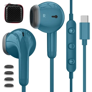 USB C Wired Earbuds with Mic Volume Control for iPhone 18 Pro Max 17 16 15 HiFi Stereo Type C Headphones for Samsung S26 Ultra S25 S24 S23 S22 S21, Noise Isolation Ear Buds for iPad 10/Pixel 9 8, Blue USB C Wired Earbuds with Mic Volume Control for iPhone 18 Pro Max 17 16 15 HiFi Stereo Type C Headphones for Samsung S26 Ultra S25 S24 S23 S22 S21, Noise Isolation Ear Buds for iPad 10/Pixel 9 8, Blue