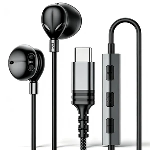 USB C Wired Earbuds for Samsung Galaxy with Mic, Braided Cable Alien-Inspired Design, Magnetic Earbuds, ENC for Clear Calls, Multi-Function Controls, Storage Bag Included USB C Wired Earbuds for Samsung Galaxy with Mic, Braided Cable Alien-Inspired Design, Magnetic Earbuds, ENC for Clear Calls, Multi-Function Controls, Storage Bag Included
