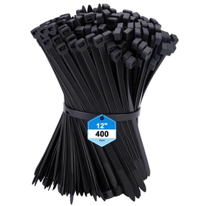 400 Pack Heavy Duty Zip Ties 12 Inch 200lbs Black Cable Ties Ultra Strong Tensile Strength, UV Resistant Plastic Ties for Indoor & Outdoor Use 400 Pack Heavy Duty Zip Ties 12 Inch 200lbs Black Cable Ties Ultra Strong Tensile Strength, UV Resistant Plastic Ties for Indoor & Outdoor Use