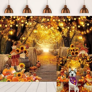 Autumn Forest Scenery Backdrop Fall Farm Harvest Maple Leaves Pumpkins Sunflowers Photography Background Thanksgiving Friendsgiving Family Birthday Party Decorations Photo Booth Studio Props 8x6FT Autumn Forest Scenery Backdrop Fall Farm Harvest Maple Leaves Pumpkins Sunflowers Photography Background Thanksgiving Friendsgiving Family Birthday Party Decorations Photo Booth Studio Props 8x6FT